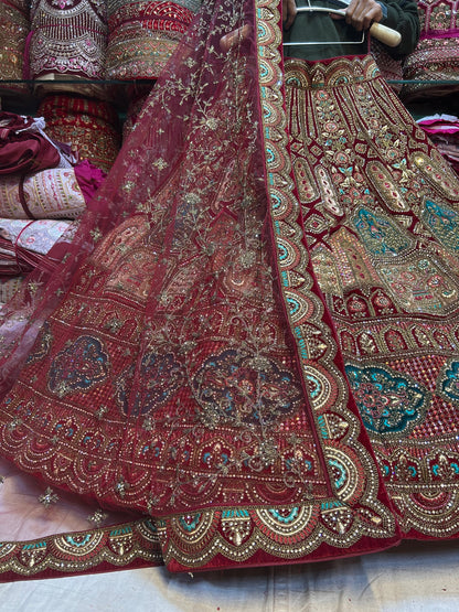Royal maroon bridal Lehenga happy customer
