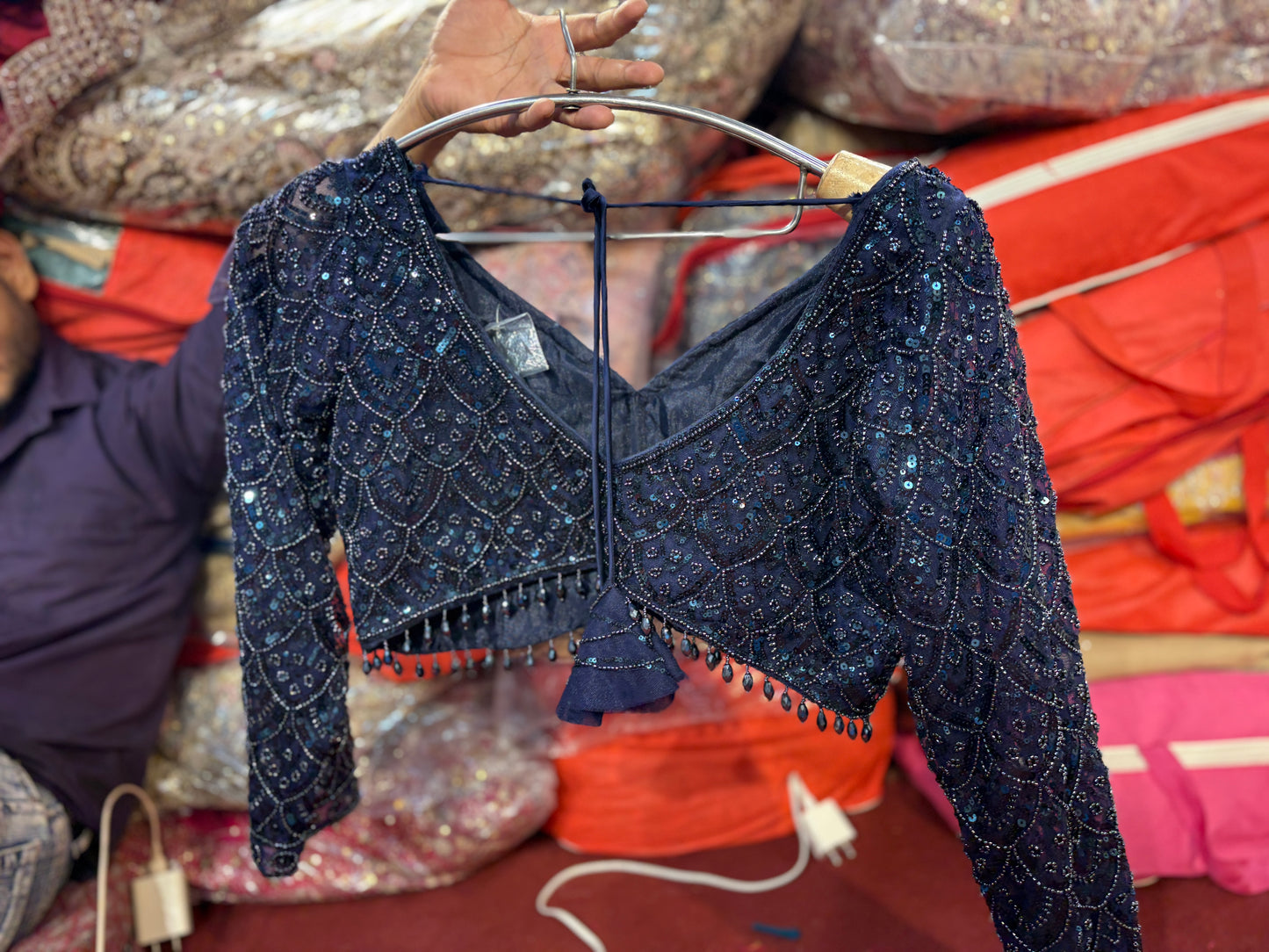 Lovely navy blue crop top Lehenga