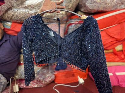 Lovely navy blue crop top Lehenga