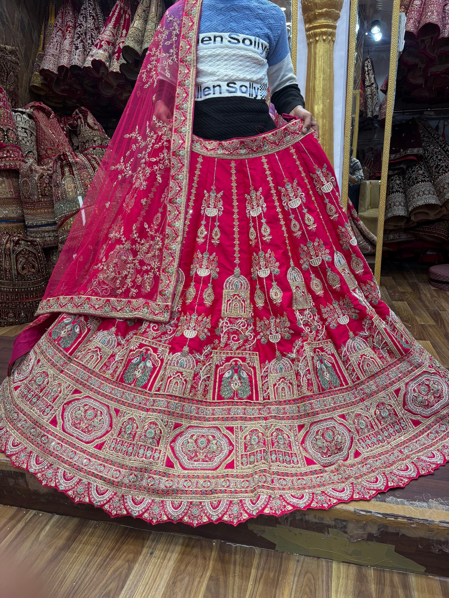 Lovely Rani pink peacock Bridal Lehenga