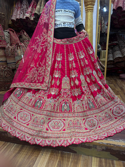 Lovely Rani pink peacock Bridal Lehenga