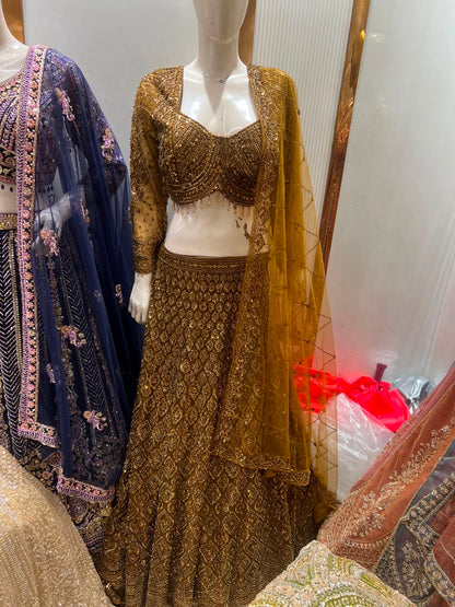 Mustard on Mustard Monotone Crop Top Lehenga