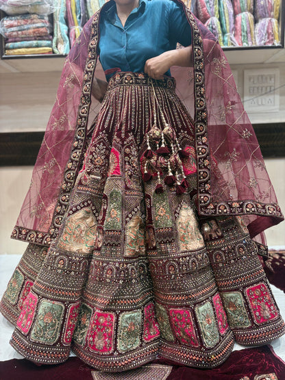 Beautiful Maroon Doli Barat Ball bridal Lehenga