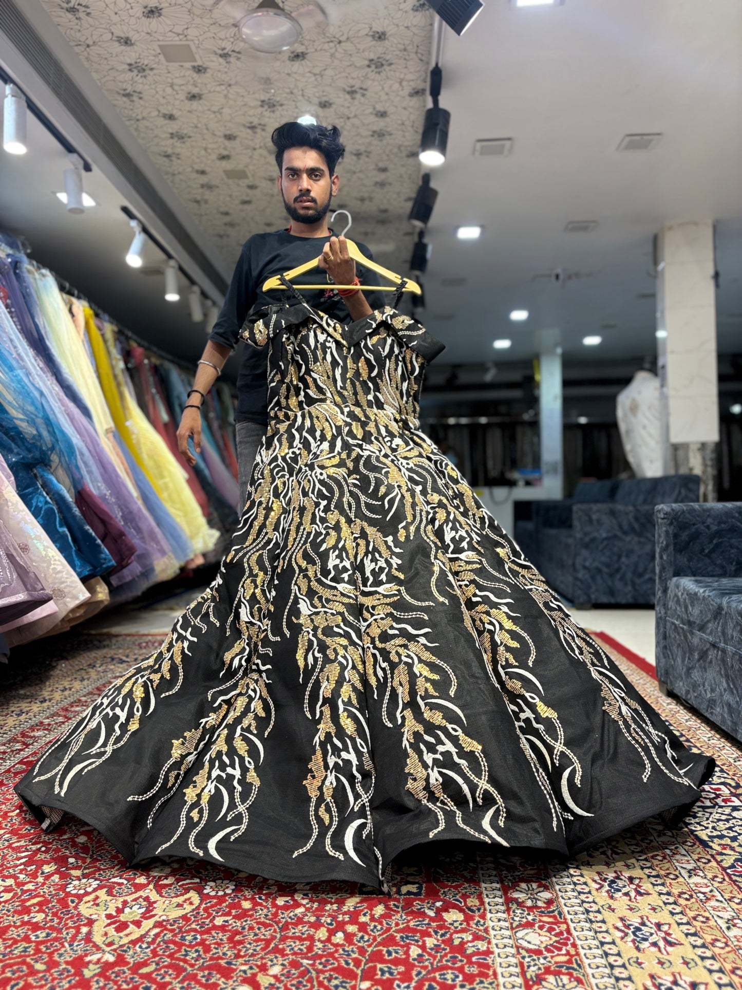 Pleasing black ball gown