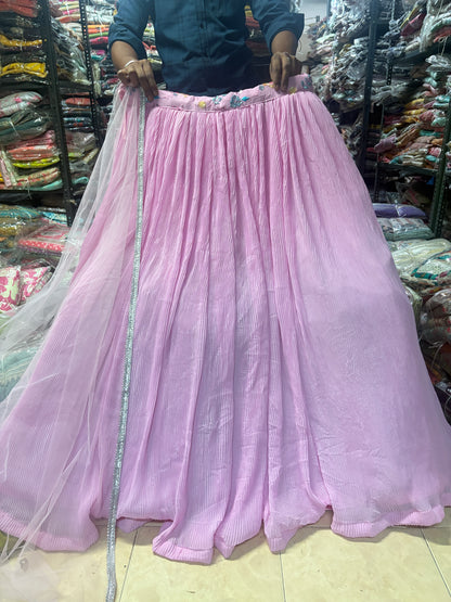 Eye catching pink crop top Lehenga