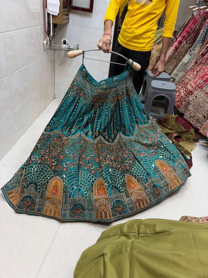 Heavy Jhumka pink Lehenga