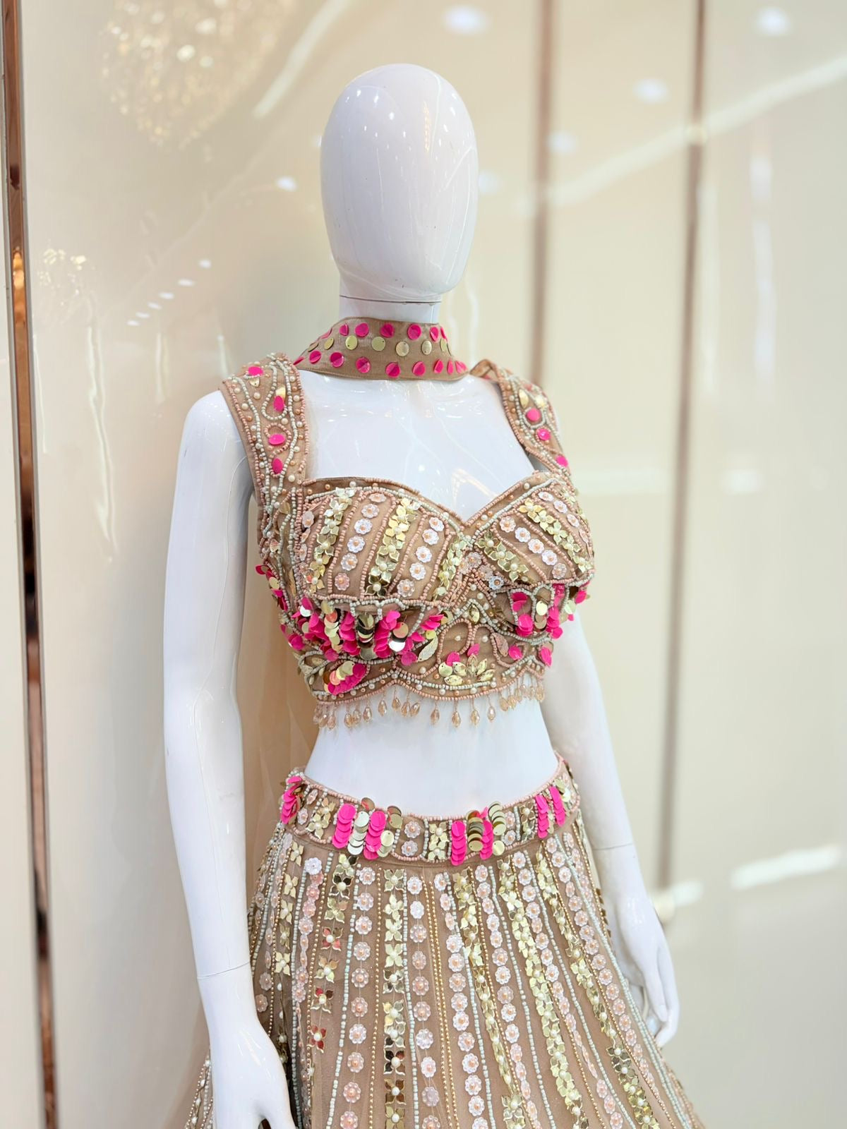 Golden Crop top Lehenga