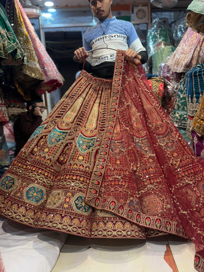 Embellished Maroon Ball bridal Lehenga