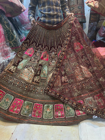 Awesome maroon doli barat bridal lehenga