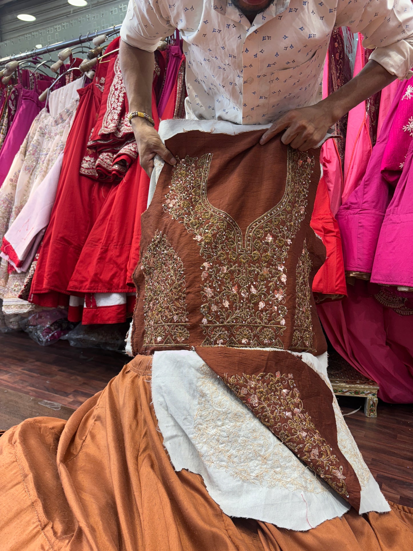 Awesome mustard zardozi dabka handwork handmade bridal Lehenga