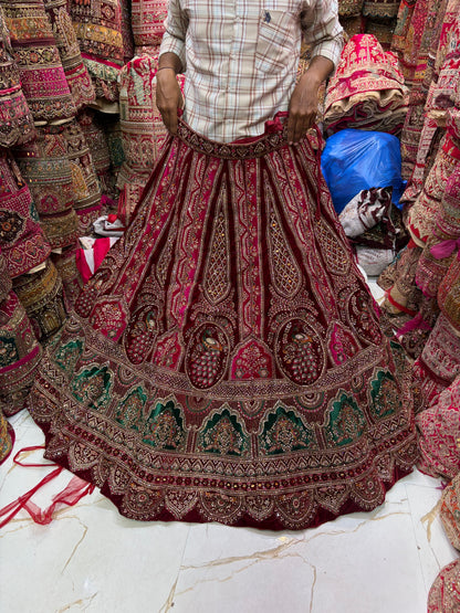 Maroon Peacock Bridal Lehenga