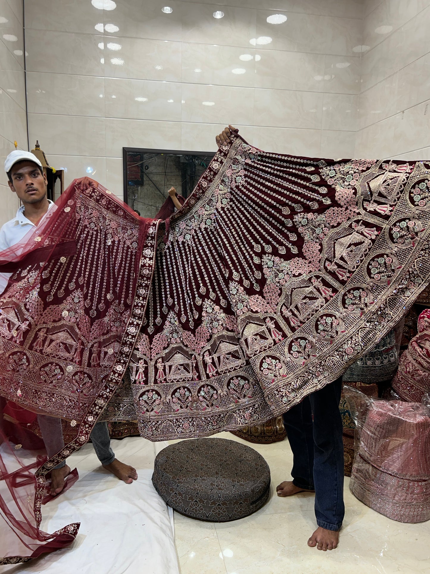 Maroon Doli Barat bridal lehenga