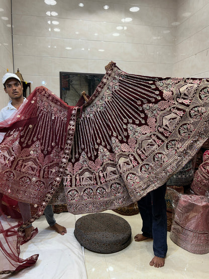 Maroon Doli Barat bridal lehenga