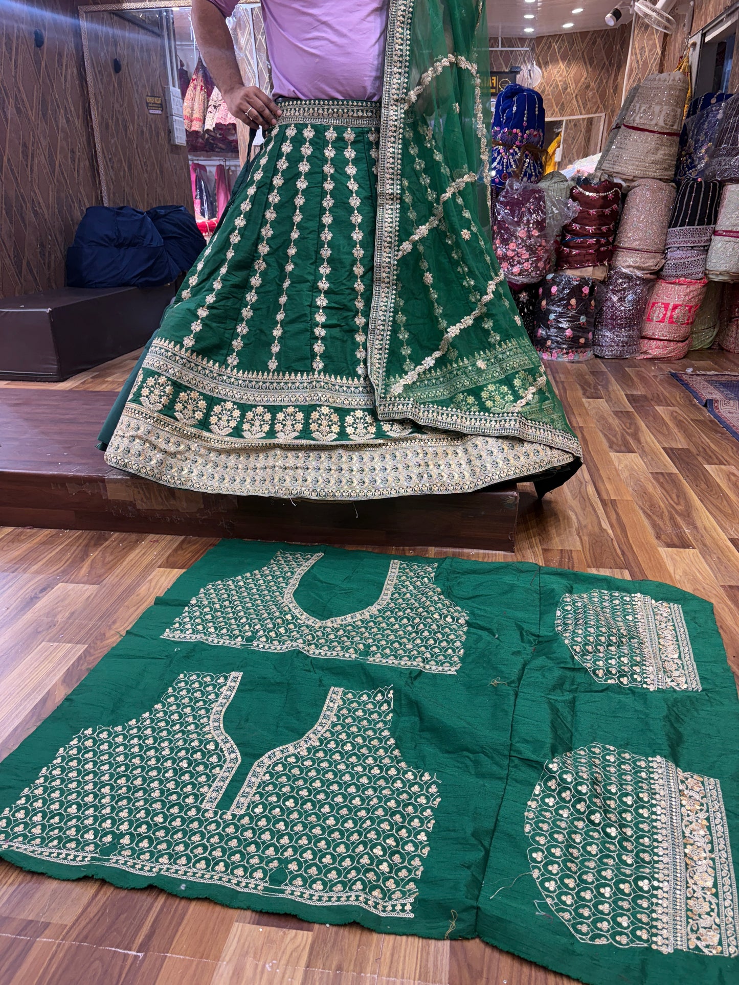 Amazing green machine work Lehenga