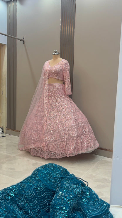 Gorgeous Cherry red on red Monotone Crop top Lehenga