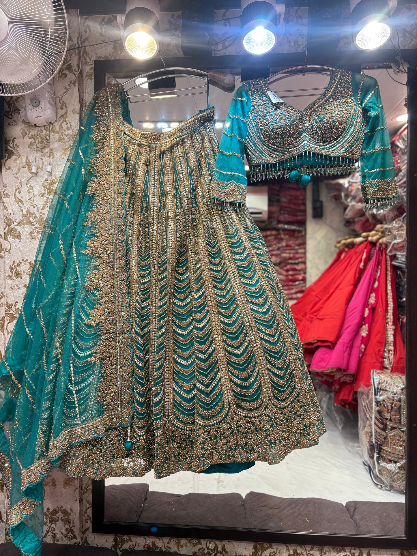 Majestic Sky blue crop top Lehenga