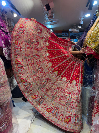 Astonishing Peacock Rani pink Bridal Lehenga