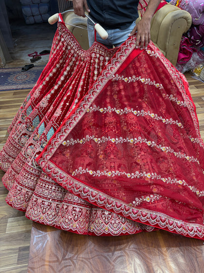 Peacock red Ball Bridal Lehenga