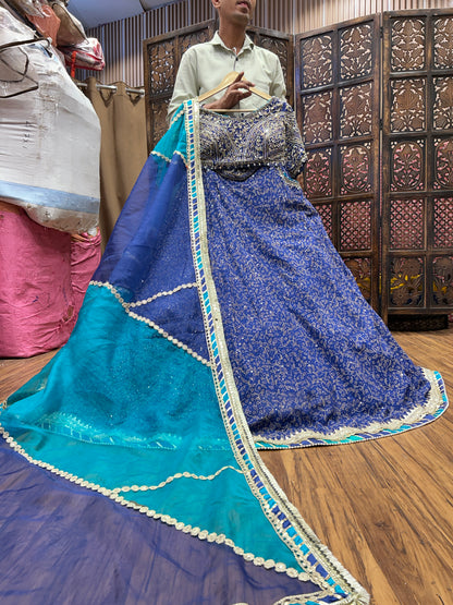 Fabulous navy blue crop top Lehenga