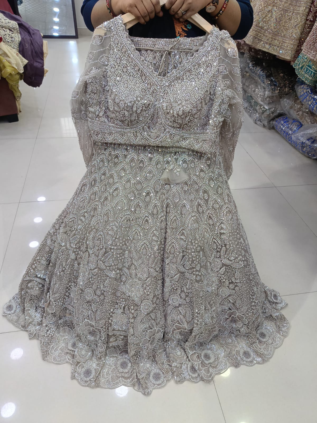 White Crop Top Lehenga