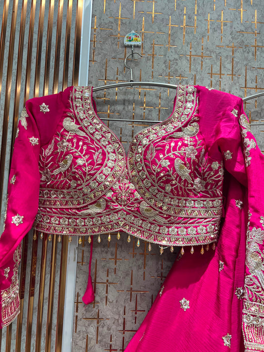 Hot Pink Crop top Lehenga