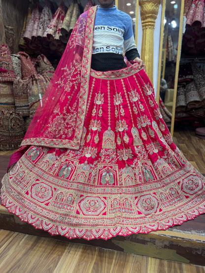 Lovely Rani pink peacock Bridal Lehenga