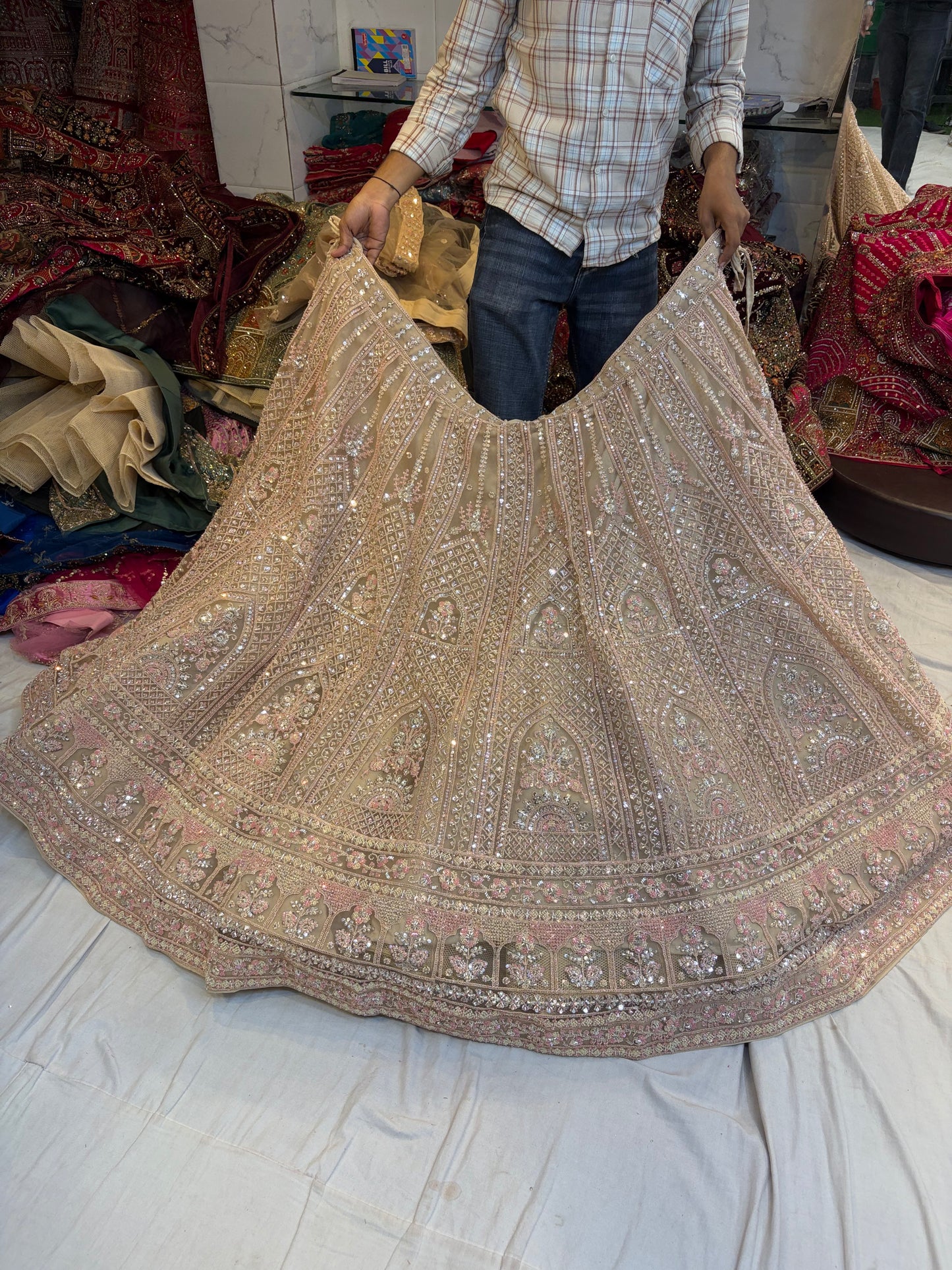 Beige Golden Lehenga