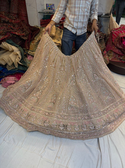 Beige Golden Lehenga