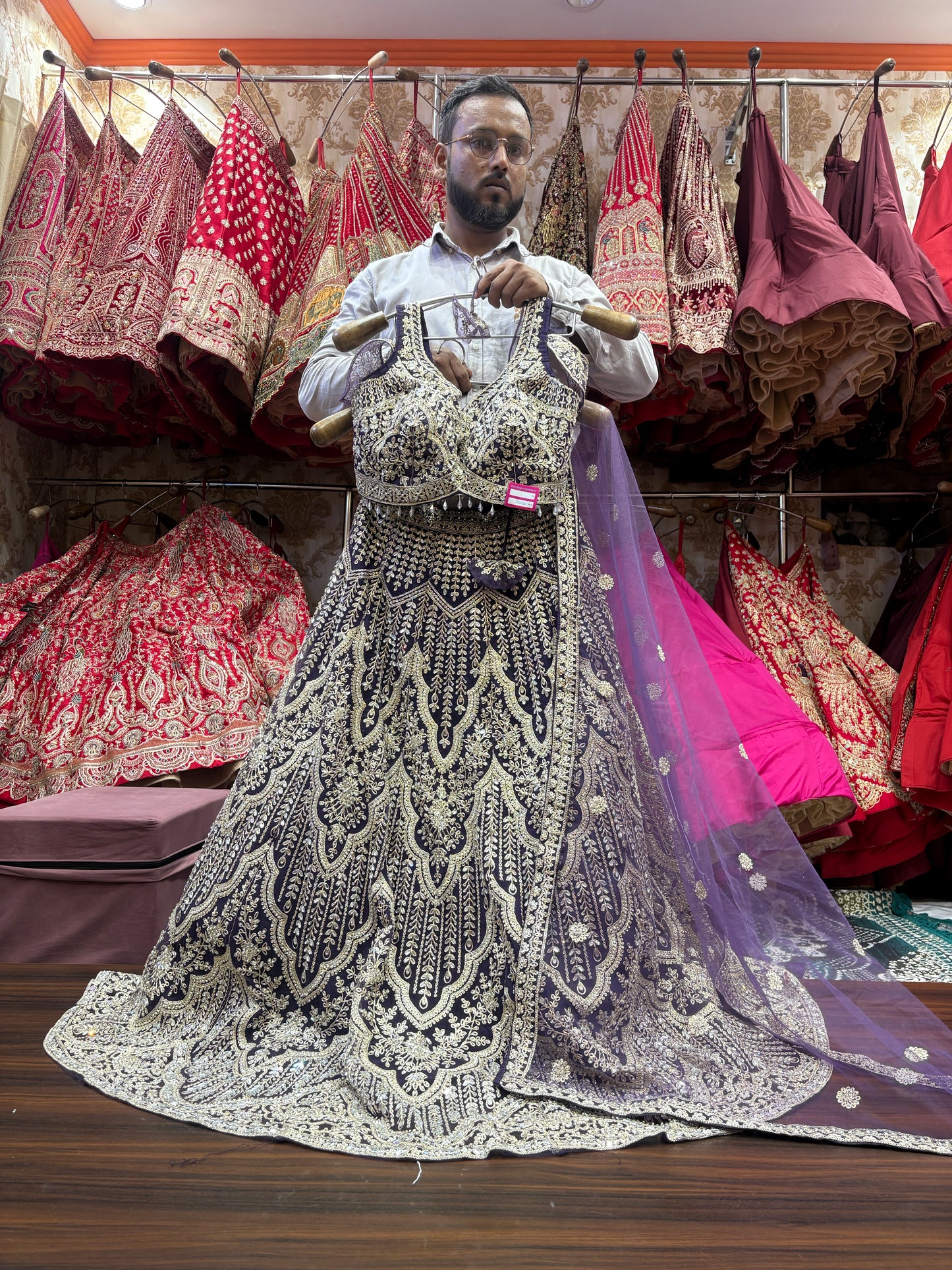 Glamorous Lavender purple crop top  Lehenga