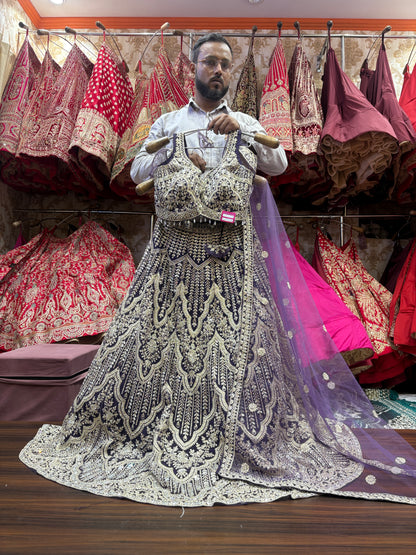 Glamorous Lavender purple crop top  Lehenga