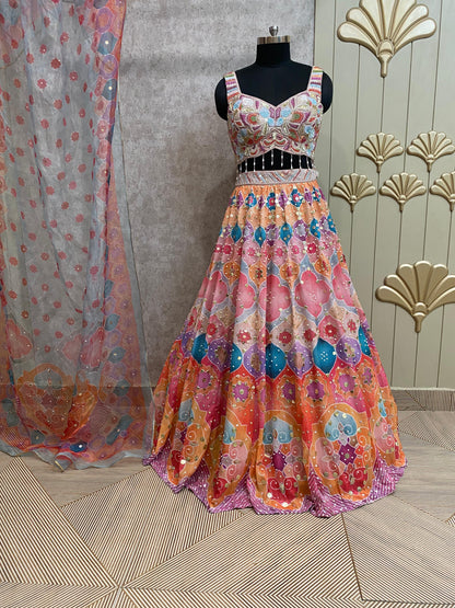 Pink Color PDP crop top lehenga