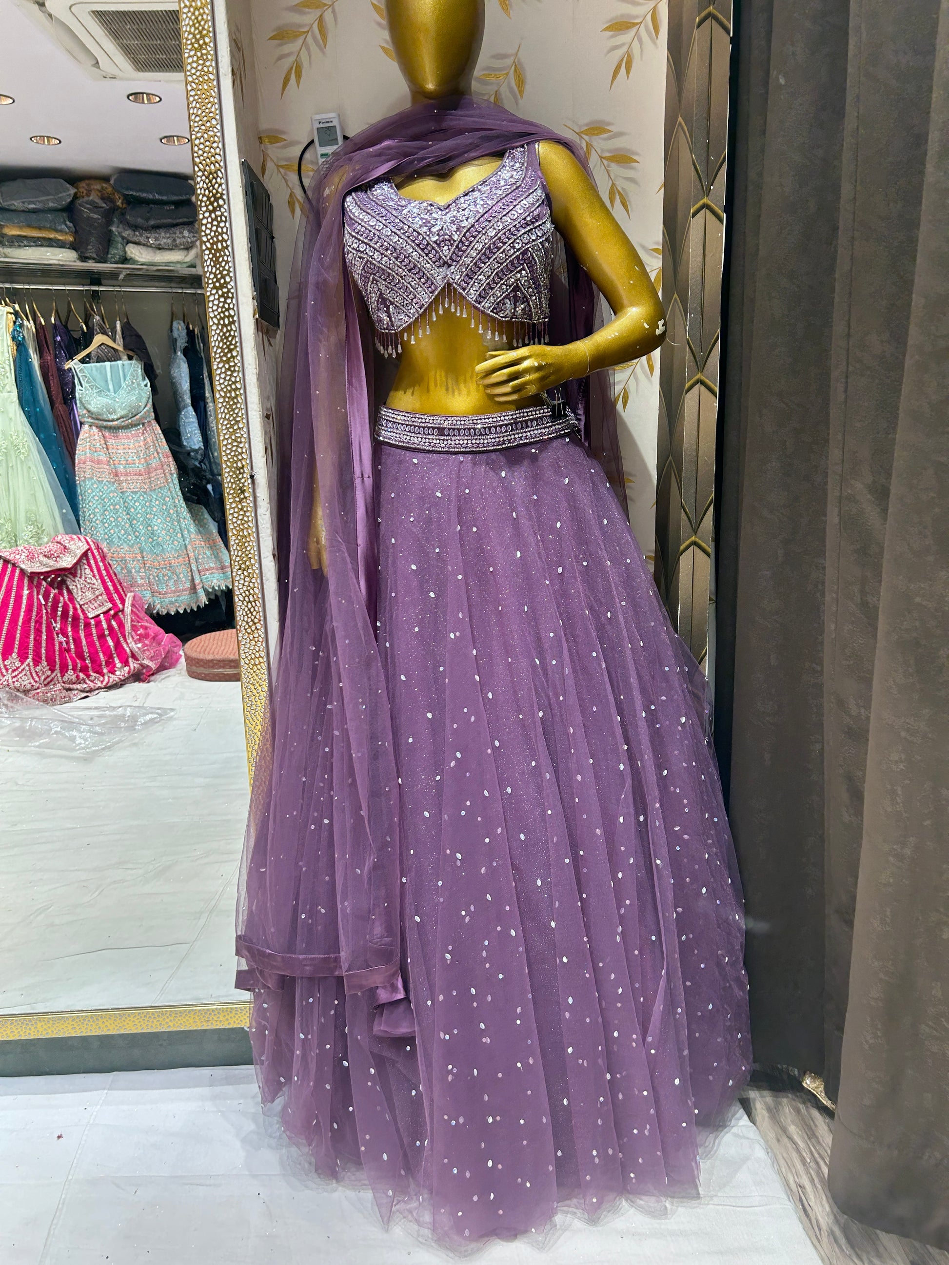 purple crop top dress Party Wear Dress for Women Purple Self-Design Top with Skirt Indo Western Ethnic Set for Women Embroidered Crop Top with Skirt and Shrug