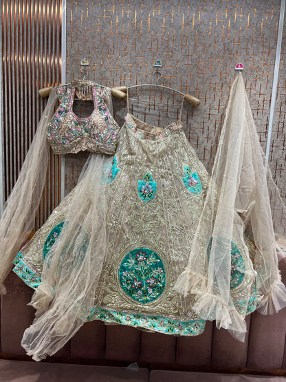 Sky Blue Pdp Crop Top Lehenga