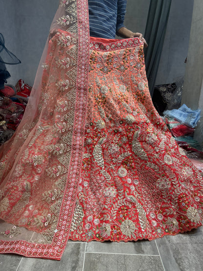 Eye catching peacock bridal lehenga