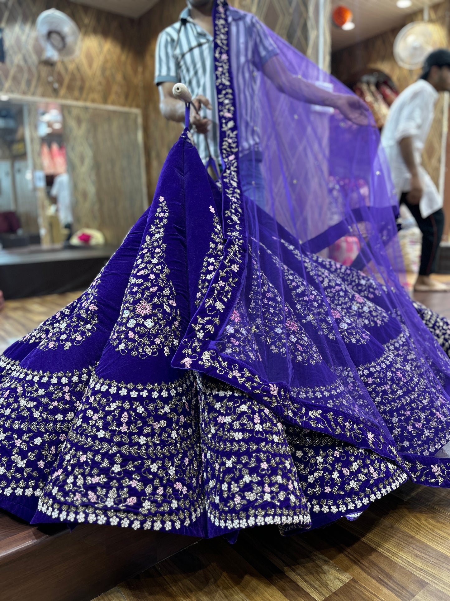 Fantastic handmade purple ball bridal lehenga