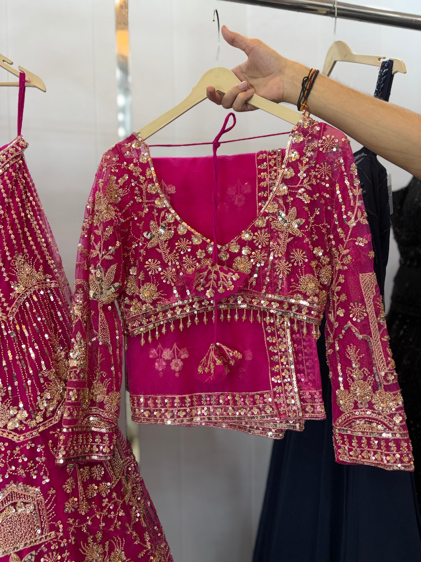 Designer Red crop top Lehenga Happy Customer