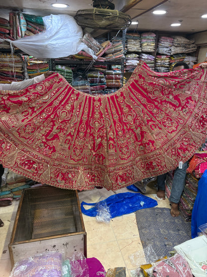 Tremendous Rani pink peacock Jaal Duptta Bridal Lehenga