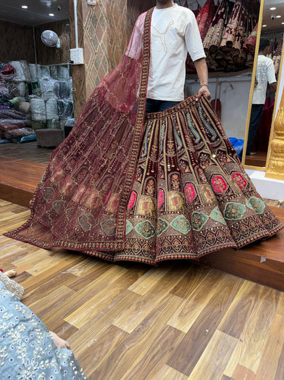 Maroon Ball Bridal Lehenga