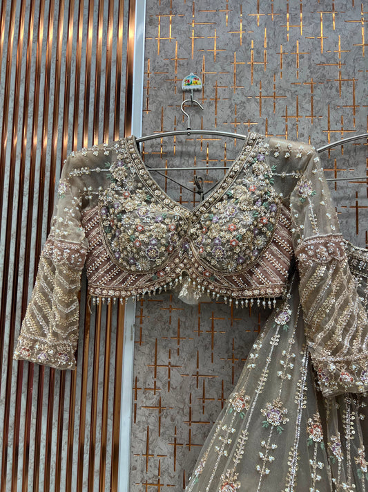 Silver Grey Crop Top Lehenga