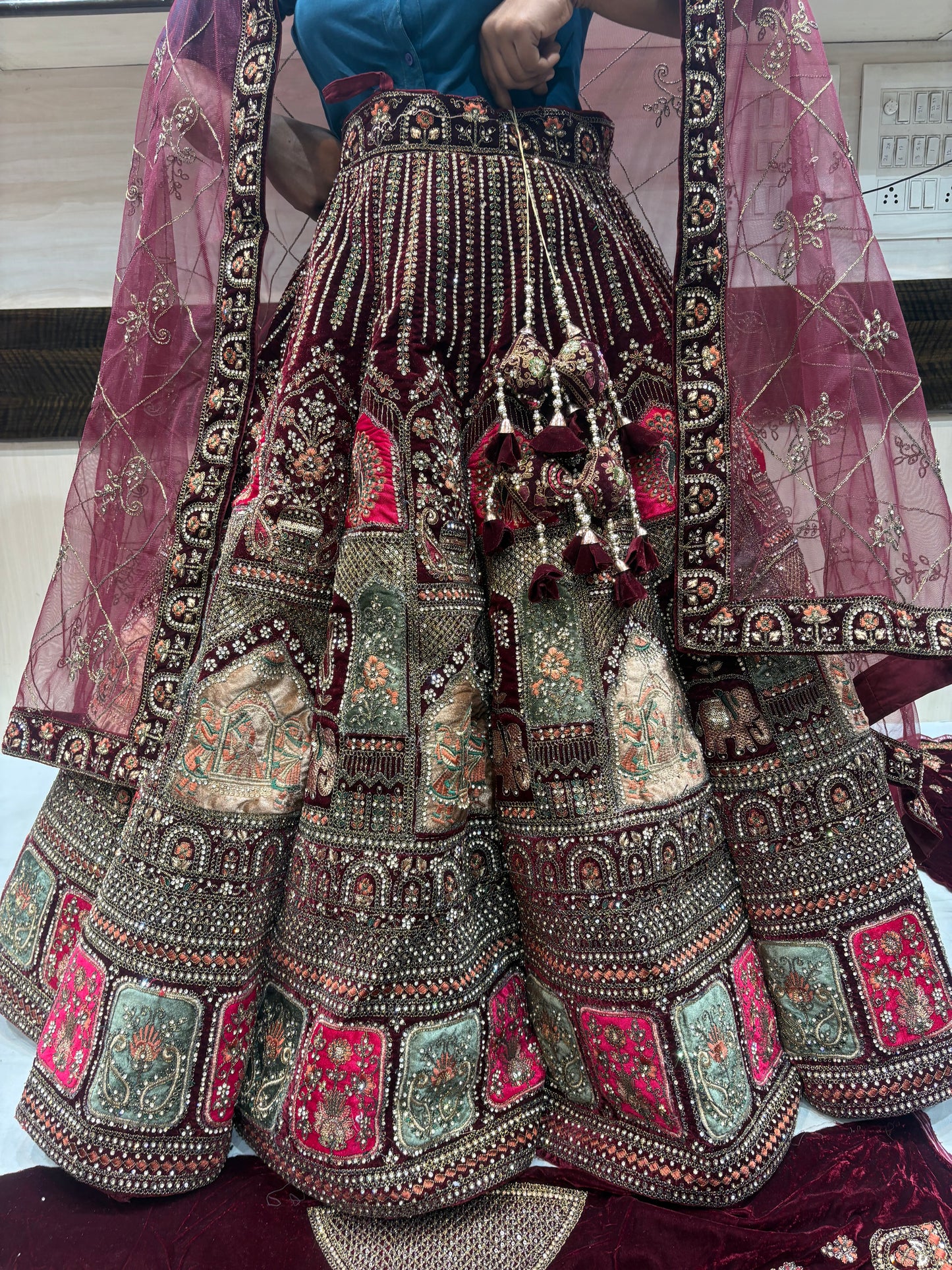Beautiful Maroon Doli Barat Ball bridal Lehenga