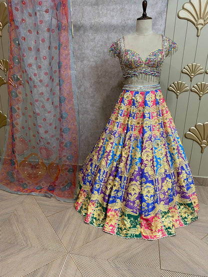 Multi Color PDP crop top lehenga