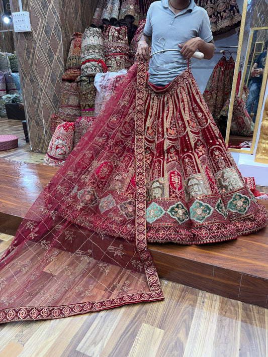 Maroon Ball Bridal Lehenga