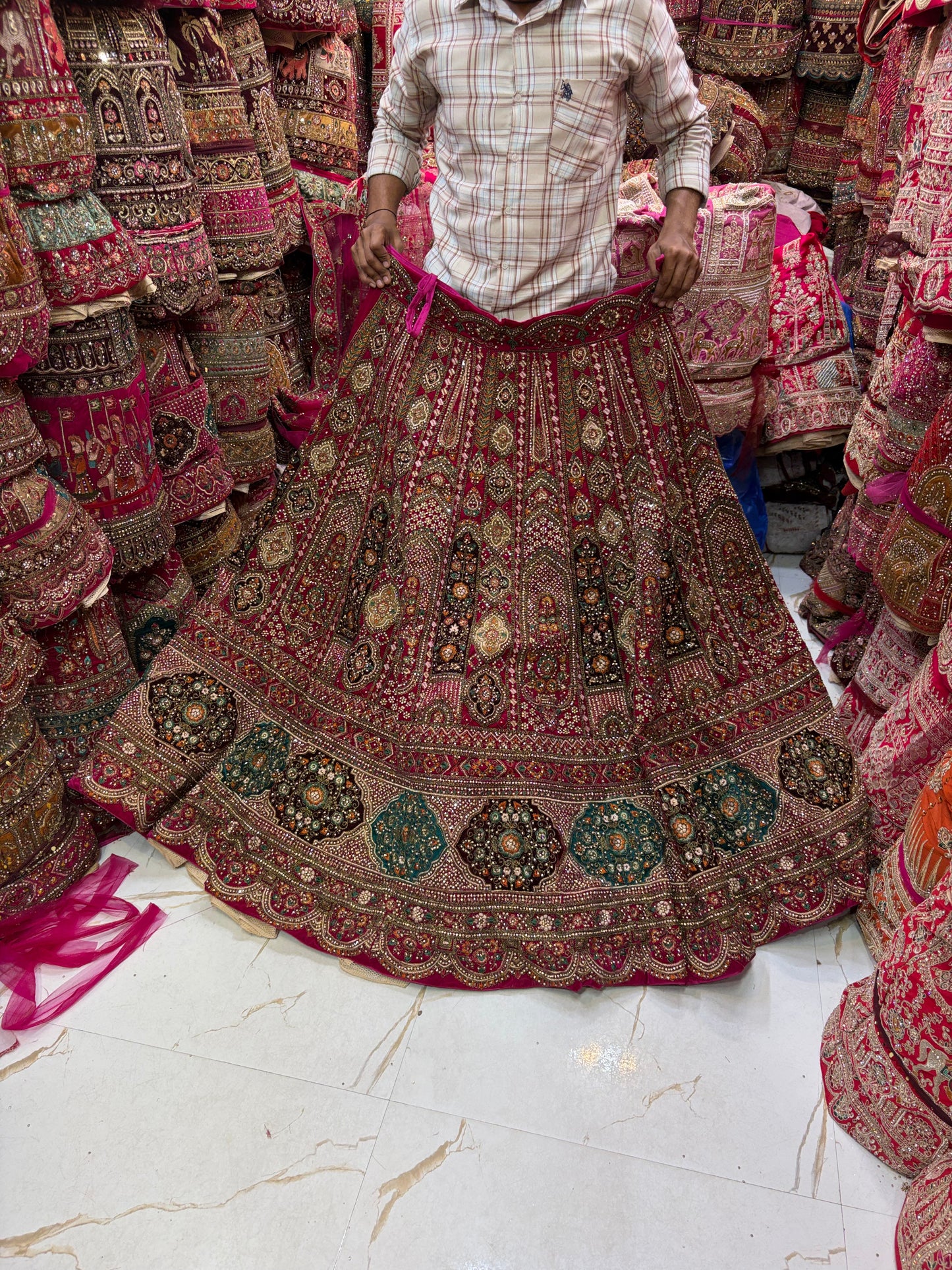 Heavy Dark Rani pink Bridal Lehenga