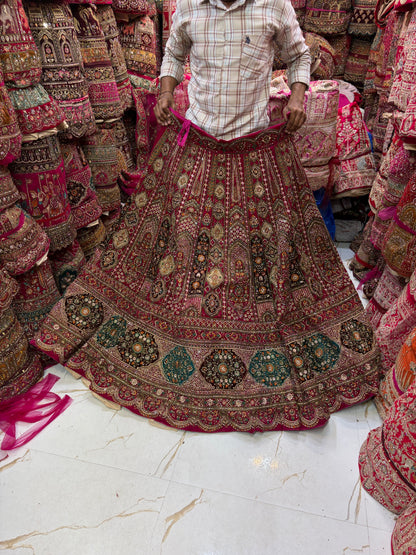Heavy Dark Rani pink Bridal Lehenga