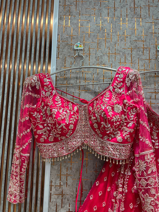 Hot Pink Crop Top Lehenga