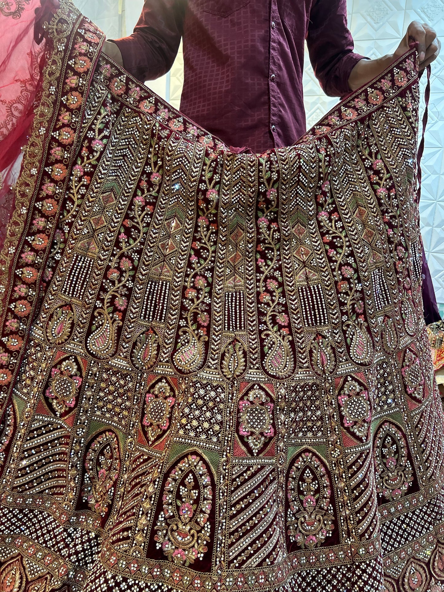 Glamorous maroon bridal Lehenga