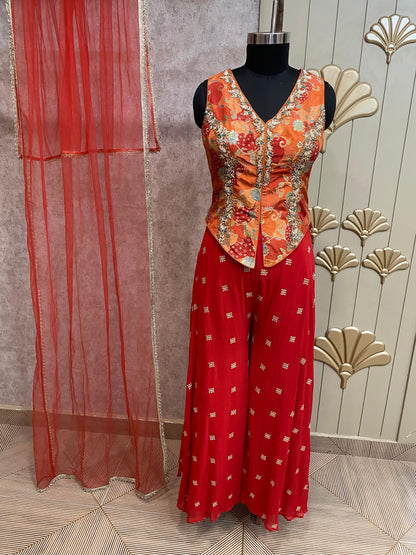 Pink Long Sharara Suit Dress Material