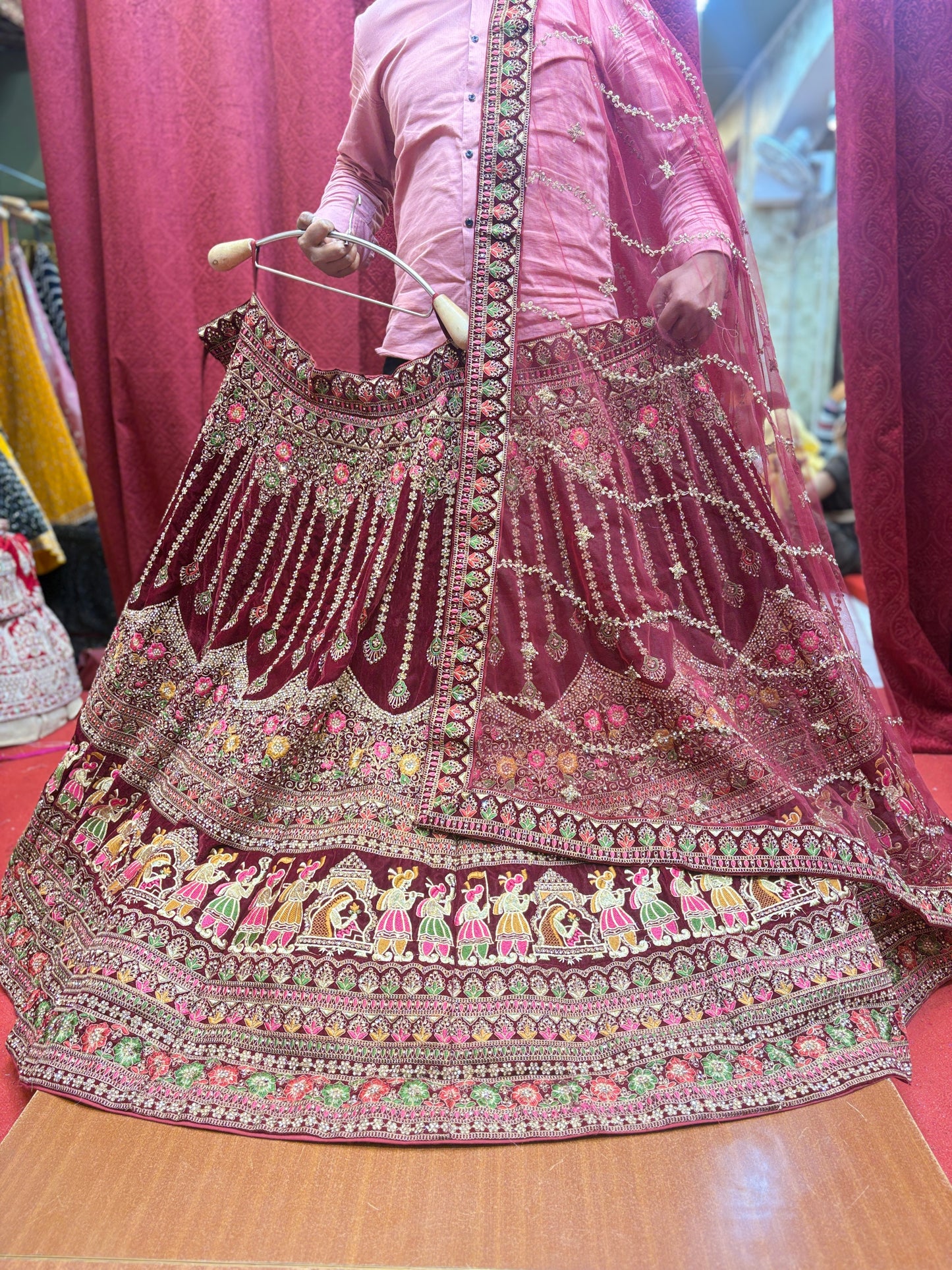Pretty maroon doli barat bridal Lehenga