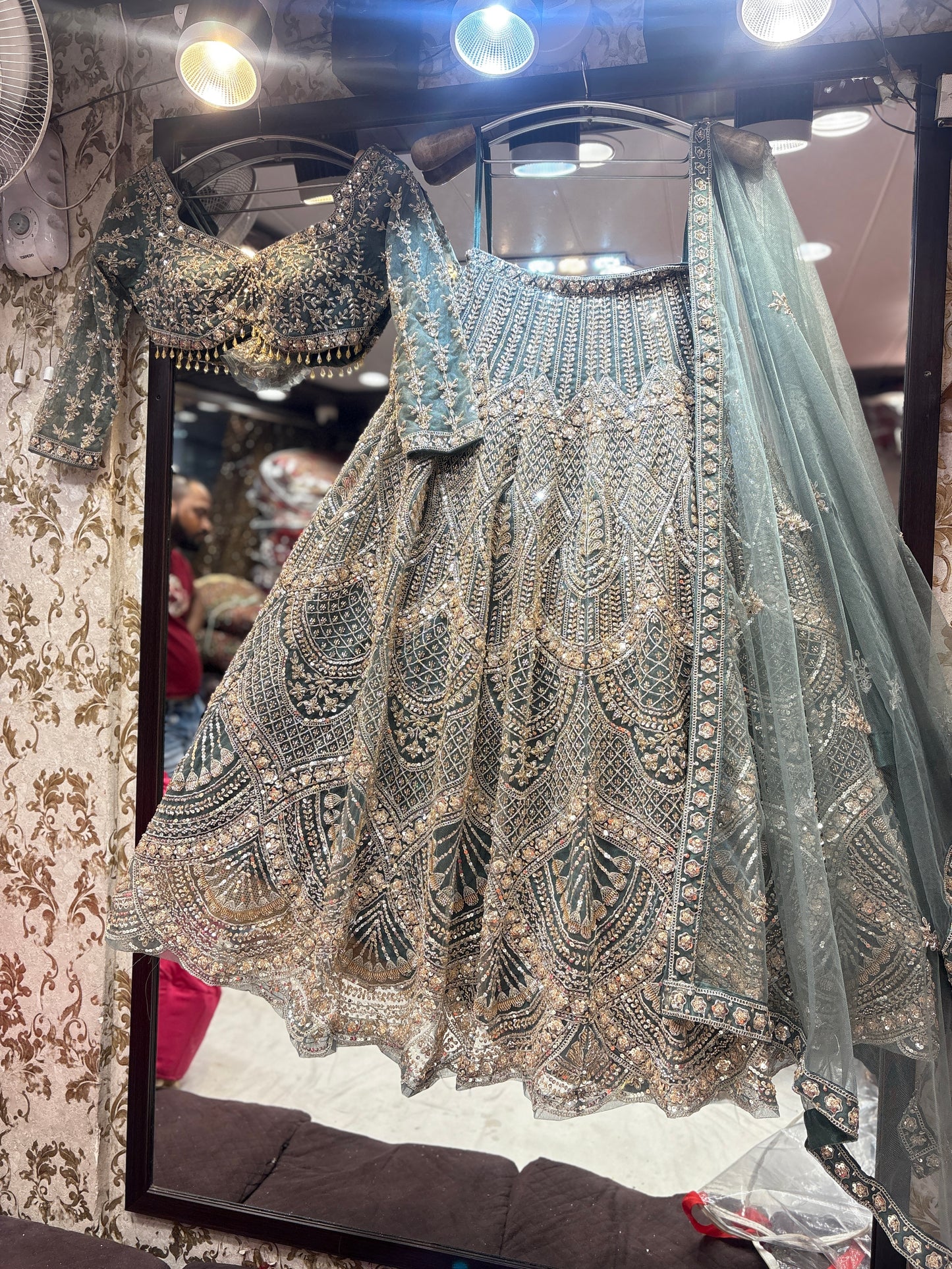 Charming grey blue crop top Lehenga