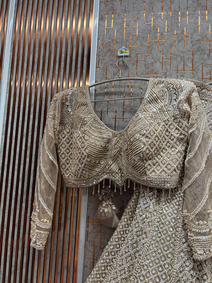 Golden Crop top Lehenga